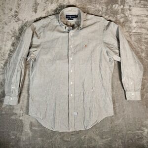 Polo Ralph Lauren Men's 16 1/2-34 Large Dress Shirt Long Sleeve Gray Flesh Pony